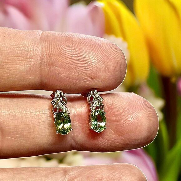 Natural Tourmaline Diamond Earrings 14k Gold 1.57 TCW Certified $3,490 211894 - Picture 6 of 15